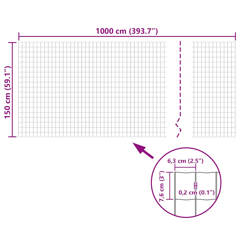 140587 vidaXL Euro Fence Steel 10 x 1,5 m Green