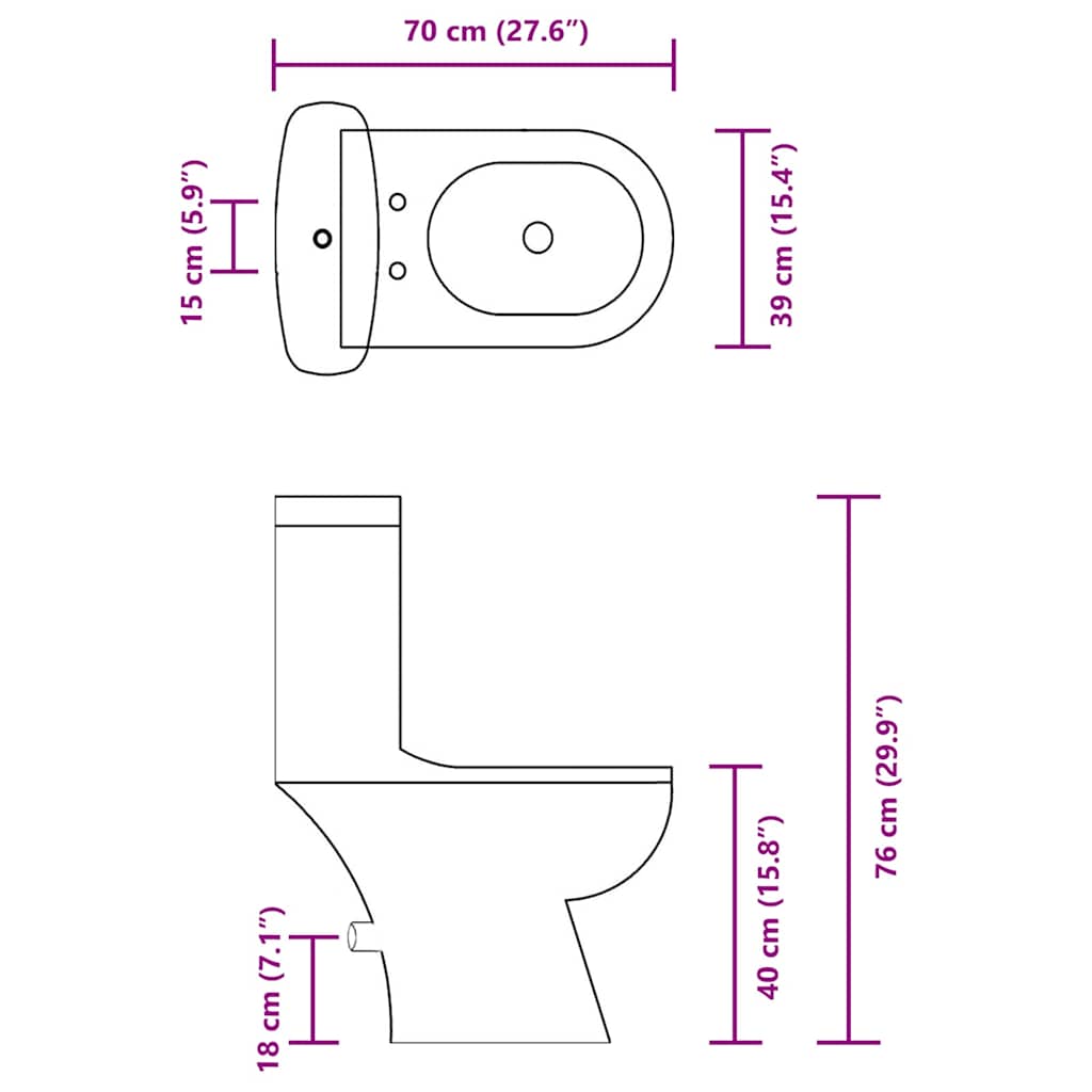 240550 vidaXL Toilet With Cistern Black
