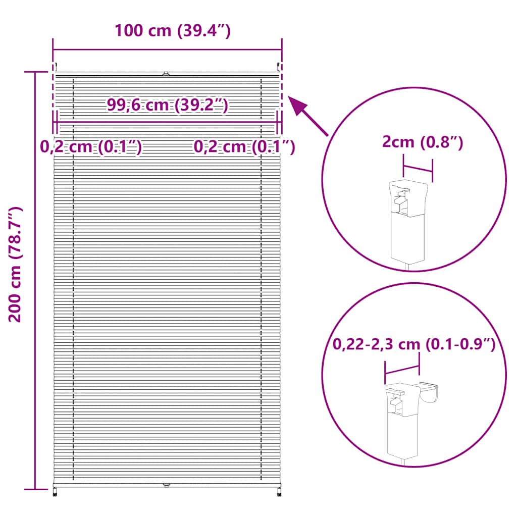 Plisse Blind 100x200cm Cream