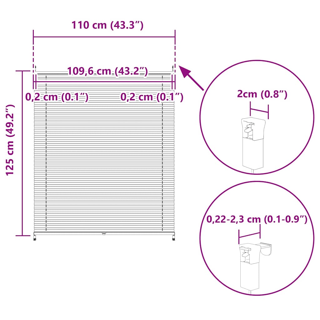 Plisse Blind 110x125cm White Pleated Blind