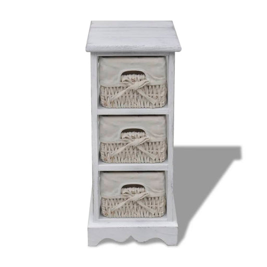 Wooden Storage Rack 3 Weaving Baskets White Wooden Storage Rack 3 Weaving Baskets White