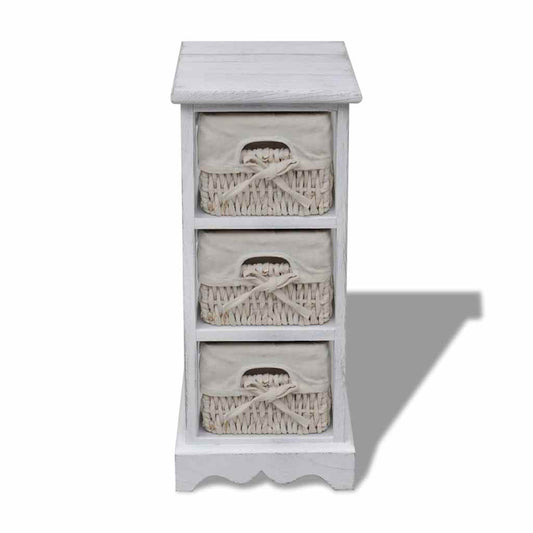 Wooden Storage Rack 3 Weaving Baskets White Wooden Storage Rack 3 Weaving Baskets White