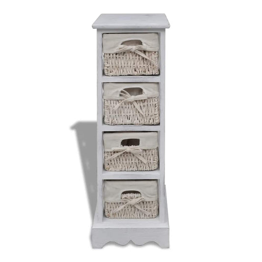 Wooden Storage Rack 4 Weaving Baskets White Wooden Storage Rack 4 Weaving Baskets White