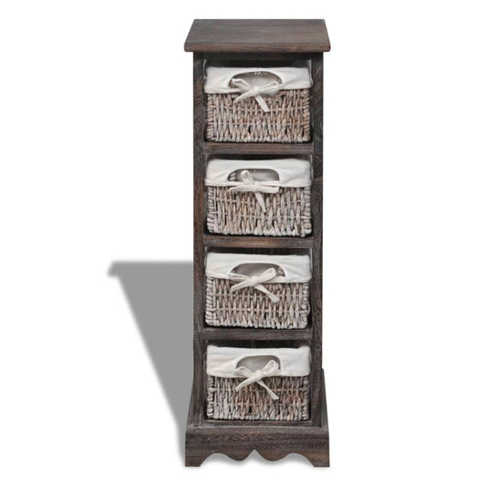 Wooden Storage Rack 4 Weaving Baskets Brown Wooden Storage Rack 4 Weaving Baskets Brown