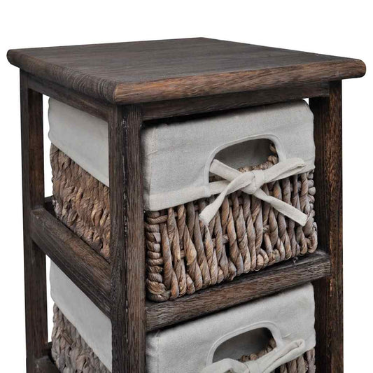 Wooden Storage Rack 5 Weaving Baskets Brown Wooden Storage Rack 5 Weaving Baskets Brown