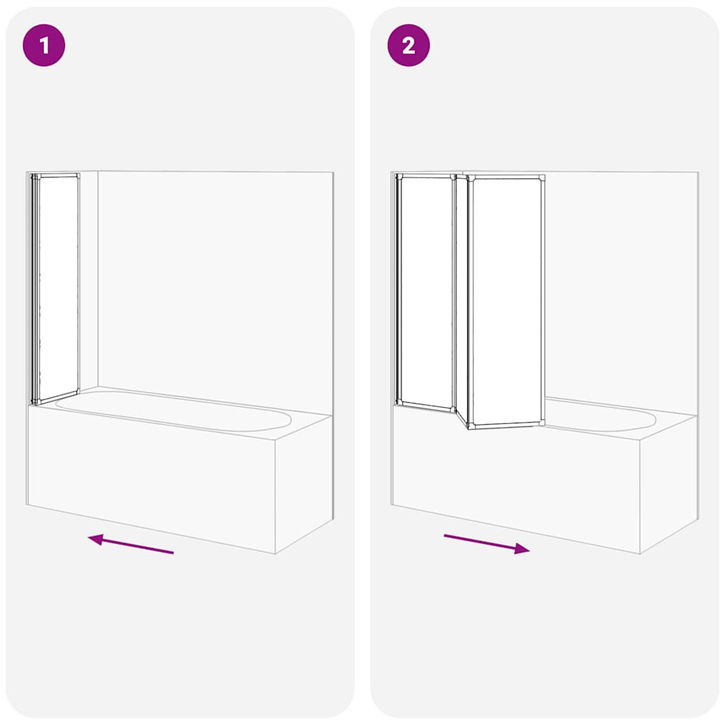 Shower Bath Screen Wall 141 x 132 cm 3 Panels Foldable