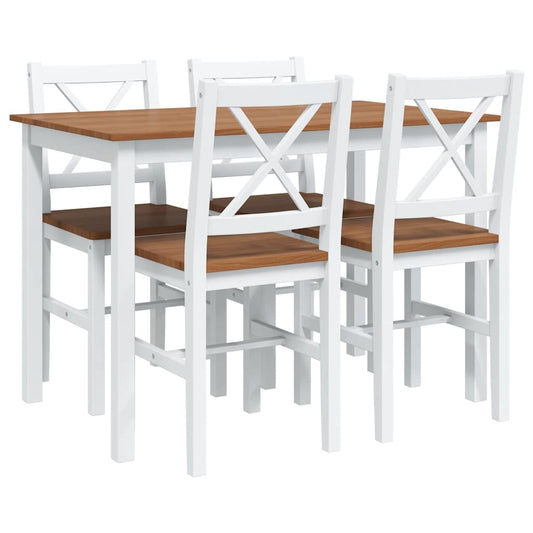 240884 vidaXL 5 Piece Dining Set Brown and White 240884 vidaXL 5 Piece Dining Set Brown and White
