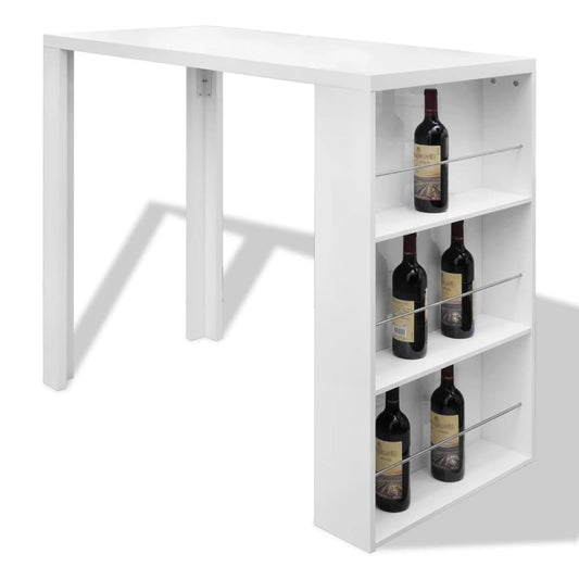 Bar Table MDF with Wine Rack High Gloss White Bar Table MDF with Wine Rack High Gloss White