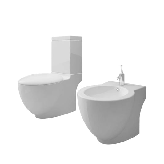 Stand Toilet & Bidet Set White Ceramic Stand Toilet & Bidet Set White Ceramic