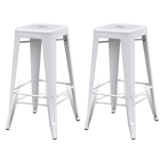 Bar Stools 2 pcs White Steel Bar Stools 2 pcs White Steel