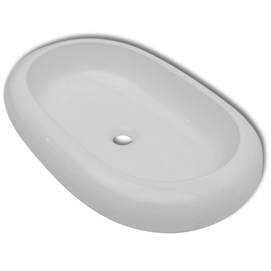 Luxury Ceramic Basin Oval-shaped Sink White 63 x 42 cm Luxury Ceramic Basin Oval-shaped Sink White 63 x 42 cm