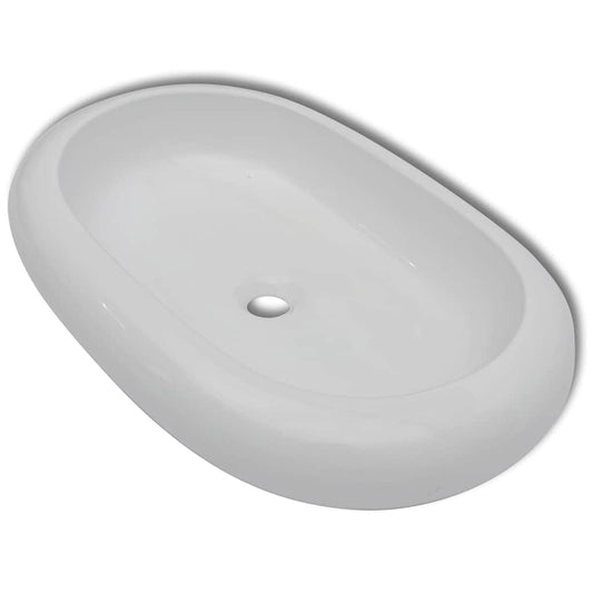 Luxury Ceramic Basin Oval-shaped Sink White 63 x 42 cm Luxury Ceramic Basin Oval-shaped Sink White 63 x 42 cm