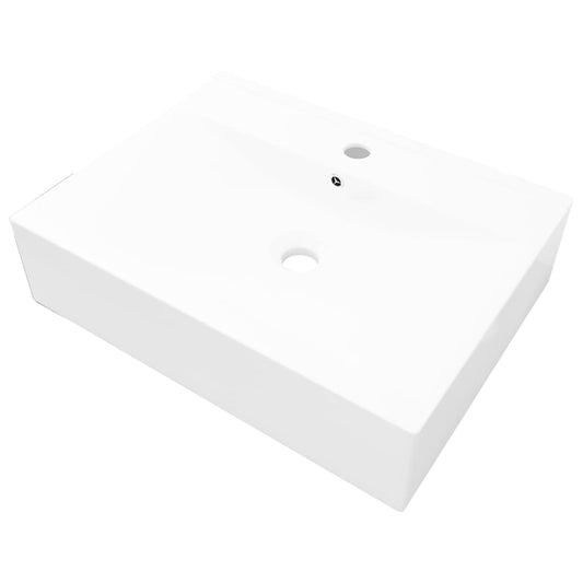 Rectangular Ceramic Basin Sink White with Faucet Hole 60x46 cm Rectangular Ceramic Basin Sink White with Faucet Hole 60x46 cm