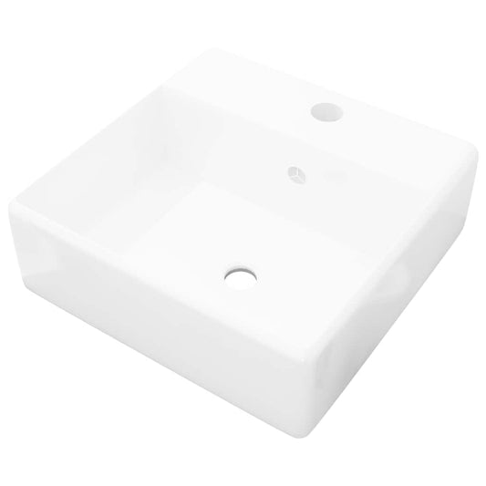 140684 Luxury Ceramic Basin Square with Overflow and Faucet Hole 41 x 41 cm 140684 Luxury Ceramic Basin Square with Overflow and Faucet Hole 41 x 41 cm
