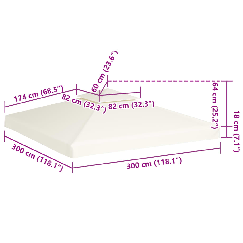 Gazebo Canopy | Cream White | Polyester, PVC coated | 3x3 metres