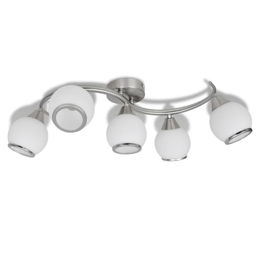 Ceiling Lamp with Glass Shades on Waving Rail for 5 E14 Bulb Ceiling Lamp with Glass Shades on Waving Rail for 5 E14 Bulb