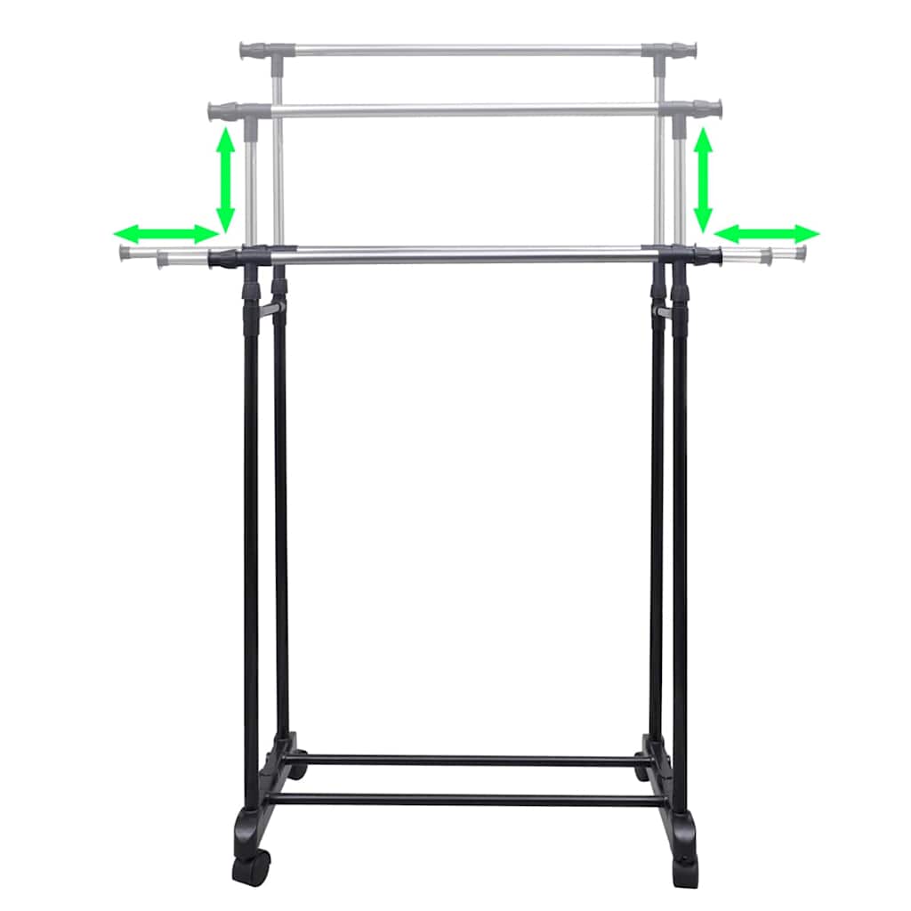 Clothes Rack | Black and Silver | Stainless Steel, PP Plastic
