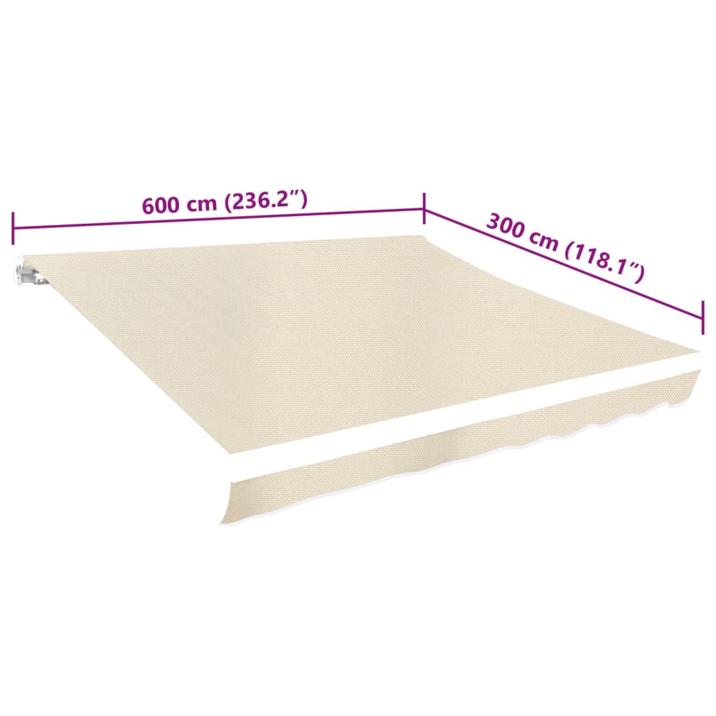 Awning Replacement Fabric Cream 600x300 cm Polyester