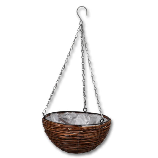 Hanging Round Willow Basket 4 pcs with Liner & Chain Hanging Round Willow Basket 4 pcs with Liner & Chain