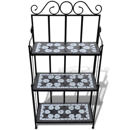 Plant Stand Plant Display Black White Mosaic Pattern Plant Stand Plant Display Black White Mosaic Pattern