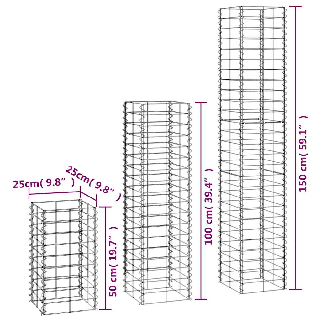 6 Piece Gabion Set Galvanised Wire