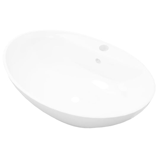 Luxury Ceramic Basin Oval with Overflow and Faucet Hole Luxury Ceramic Basin Oval with Overflow and Faucet Hole