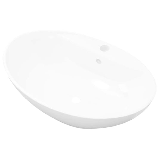 140678 Luxury Ceramic Basin Oval with Overflow and Faucet Hole 140678 Luxury Ceramic Basin Oval with Overflow and Faucet Hole