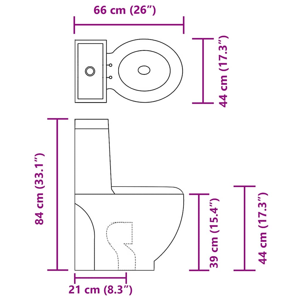 WC Ceramic Toilet Bathroom Round Toilet Bottom Water Flow Black
