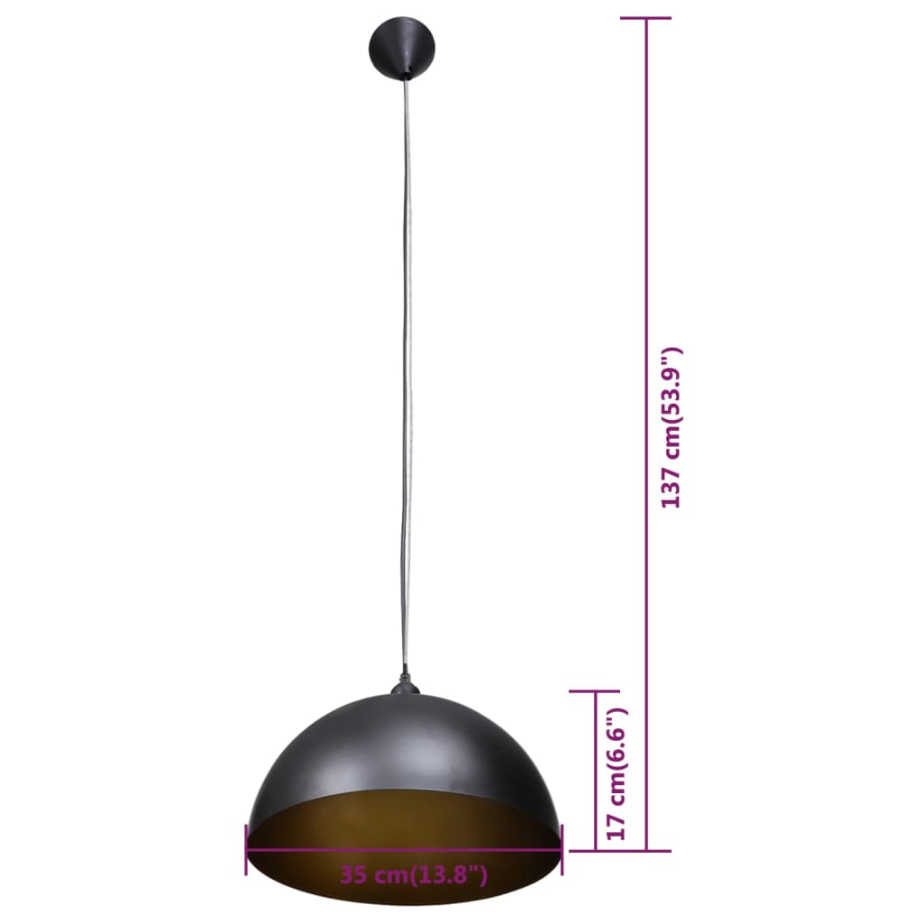Ceiling Lights 2 pcs Black Metal