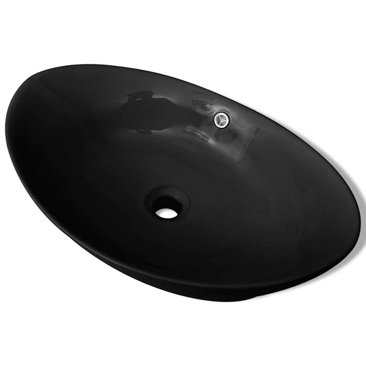 140680 Black Luxury Ceramic Basin Oval with Overflow 59 x 38,5 cm 140680 Black Luxury Ceramic Basin Oval with Overflow 59 x 38,5 cm