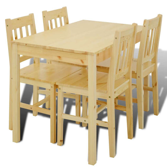 241220 Wooden Dining Table with 4 Chairs Natural 241220 Wooden Dining Table with 4 Chairs Natural