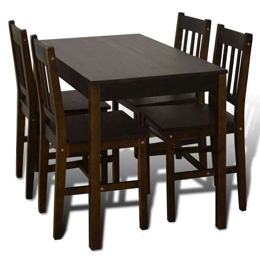241221 Wooden Dining Table with 4 Chairs Brown 241221 Wooden Dining Table with 4 Chairs Brown