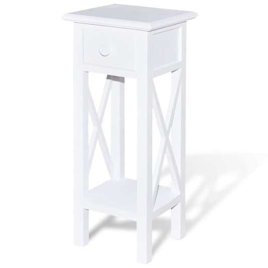 Side Table with Drawer White Side Table with Drawer White