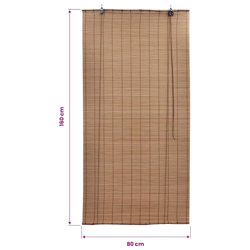 Brown Bamboo Roller Blinds 80 x 160 cm