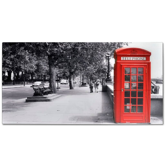 Coffee Table with Telephone Booth Printing Glass Top Coffee Table with Telephone Booth Printing Glass Top