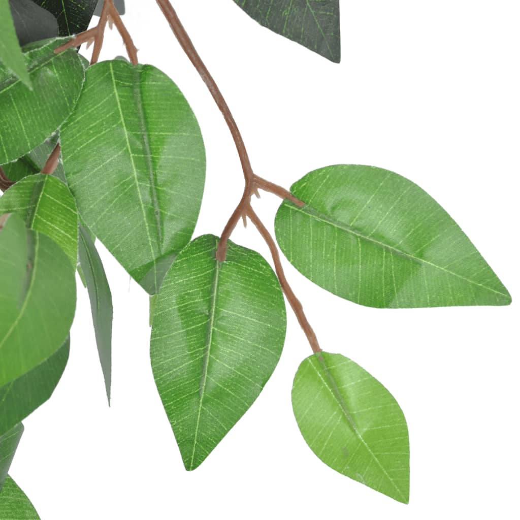 Close-up of the Artificial Plant Ficus Tree with Pot 90 cm, highlighting the realistic wooden trunk and vibrant green foliage.