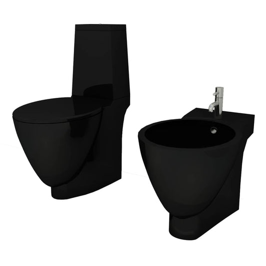 Black Ceramic Toilet & Bidet Set Black Ceramic Toilet & Bidet Set