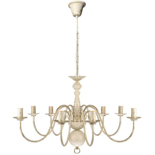 241383 Antique White Metal Chandelier 8 x E14 Bulbs 241383 Antique White Metal Chandelier 8 x E14 Bulbs