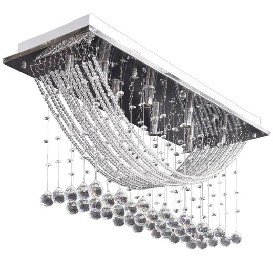 Ceiling Lamp | White | Metal frame + crystal beads | Large Ceiling Lamp | White | Metal frame + crystal beads | Large