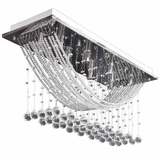 White Ceiling Lamp with Glittering Glass Crystal Beads 8xG9 29 cm White Ceiling Lamp with Glittering Glass Crystal Beads 8xG9 29 cm