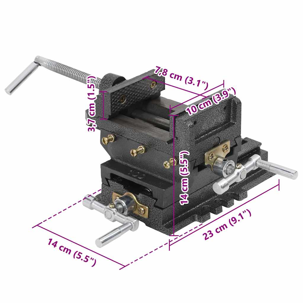 141312 vidaXL Manually Operated Cross Slide Drill Press Vice 78 mm