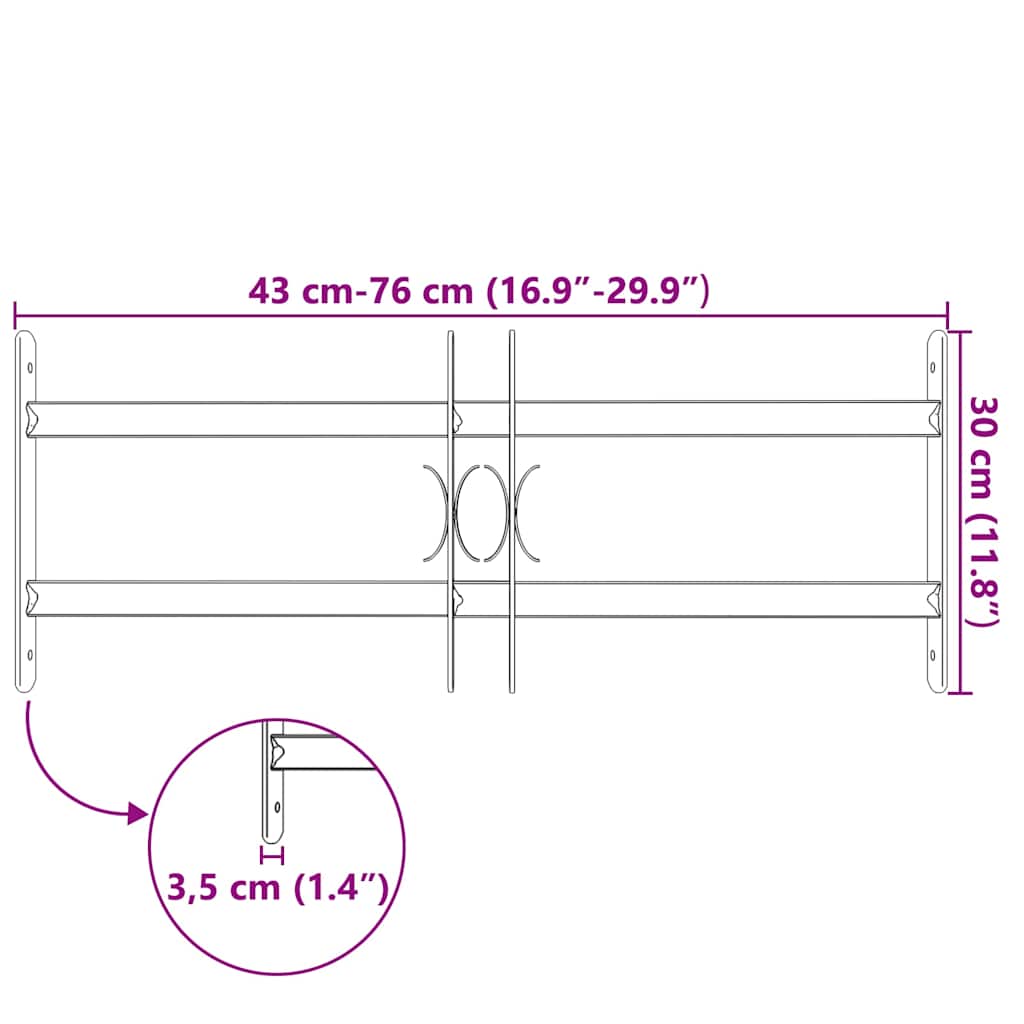 Window grilles 500-650 mm Galvanized Steel Silver