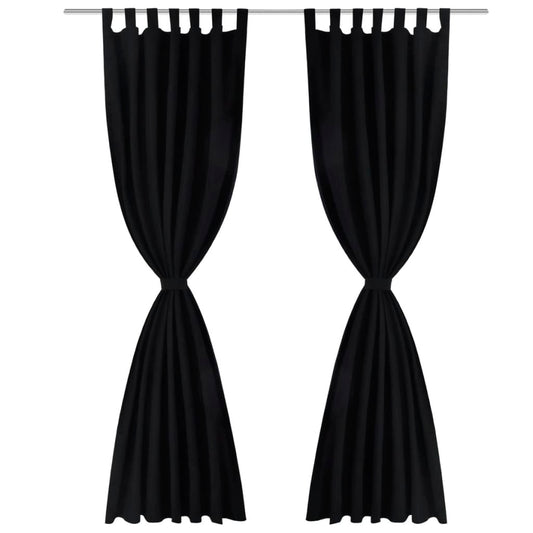 2 pcs Black Micro-Satin Curtains with Loops 140 x 175 cm 2 pcs Black Micro-Satin Curtains with Loops 140 x 175 cm
