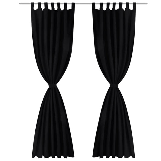 2 pcs Black Micro-Satin Curtains with Loops 140 x 225 cm 2 pcs Black Micro-Satin Curtains with Loops 140 x 225 cm