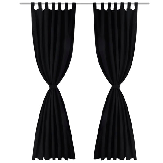 2 pcs Black Micro-Satin Curtains with Loops 140 x 245 cm 2 pcs Black Micro-Satin Curtains with Loops 140 x 245 cm