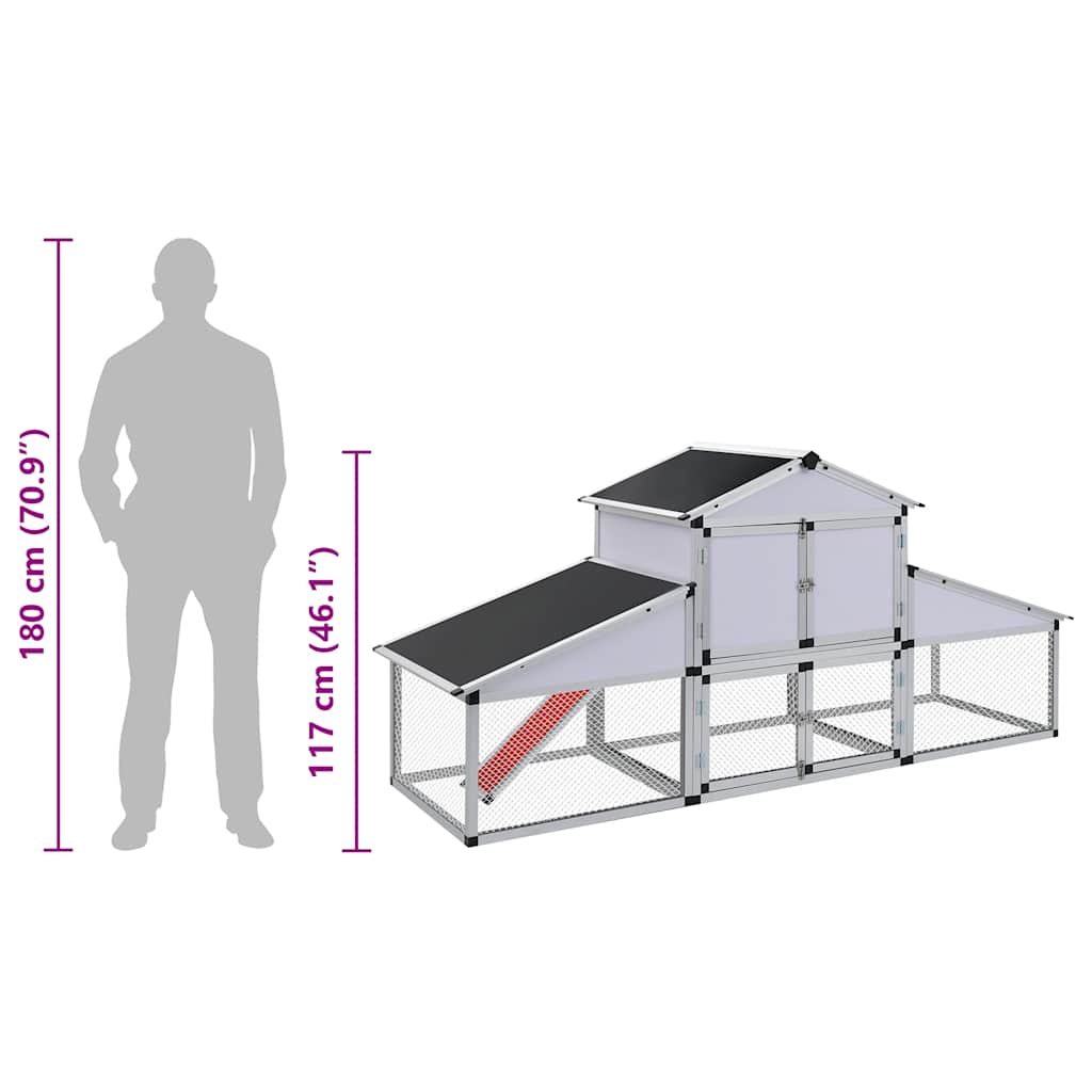 Chicken Coop with Runs and Nest Box Aluminium
