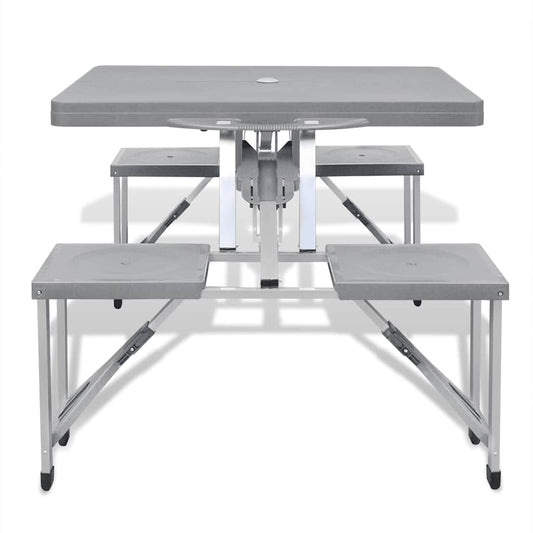 41457 vidaXL Foldable Camping Table Set with 4 Stools Aluminium Extra Light Grey 41457 vidaXL Foldable Camping Table Set with 4 Stools Aluminium Extra Light Grey