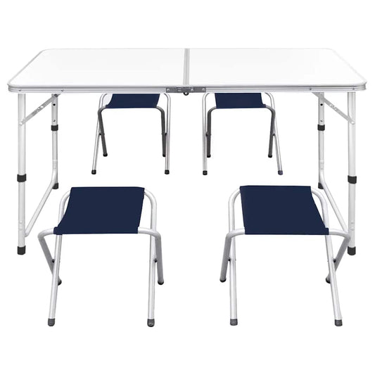 Foldable Camping Table Set with 4 Stools 120x60 cm Foldable Camping Table Set with 4 Stools 120x60 cm