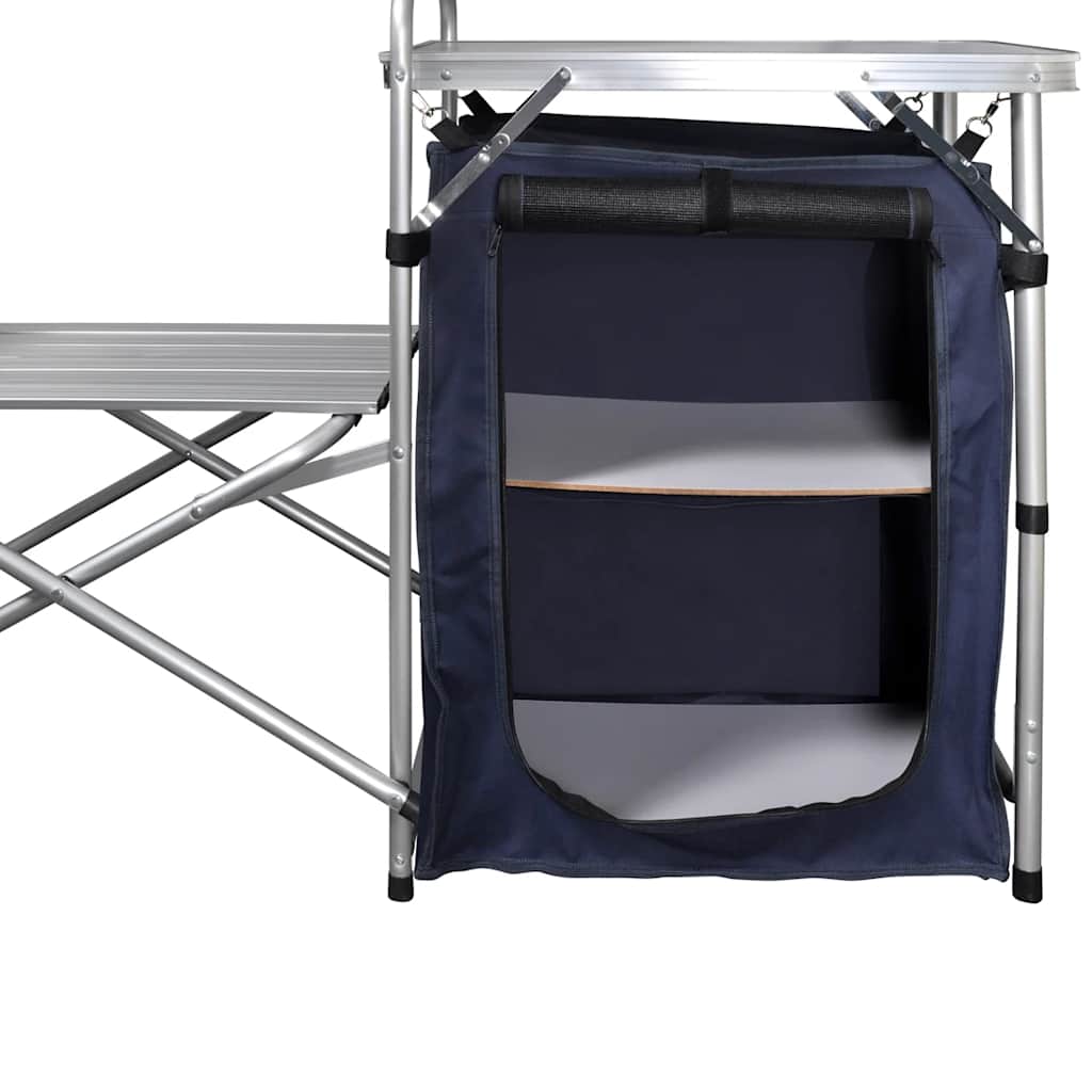 41330 Foldable Camping Kitchen Unit with Windshield Aluminium