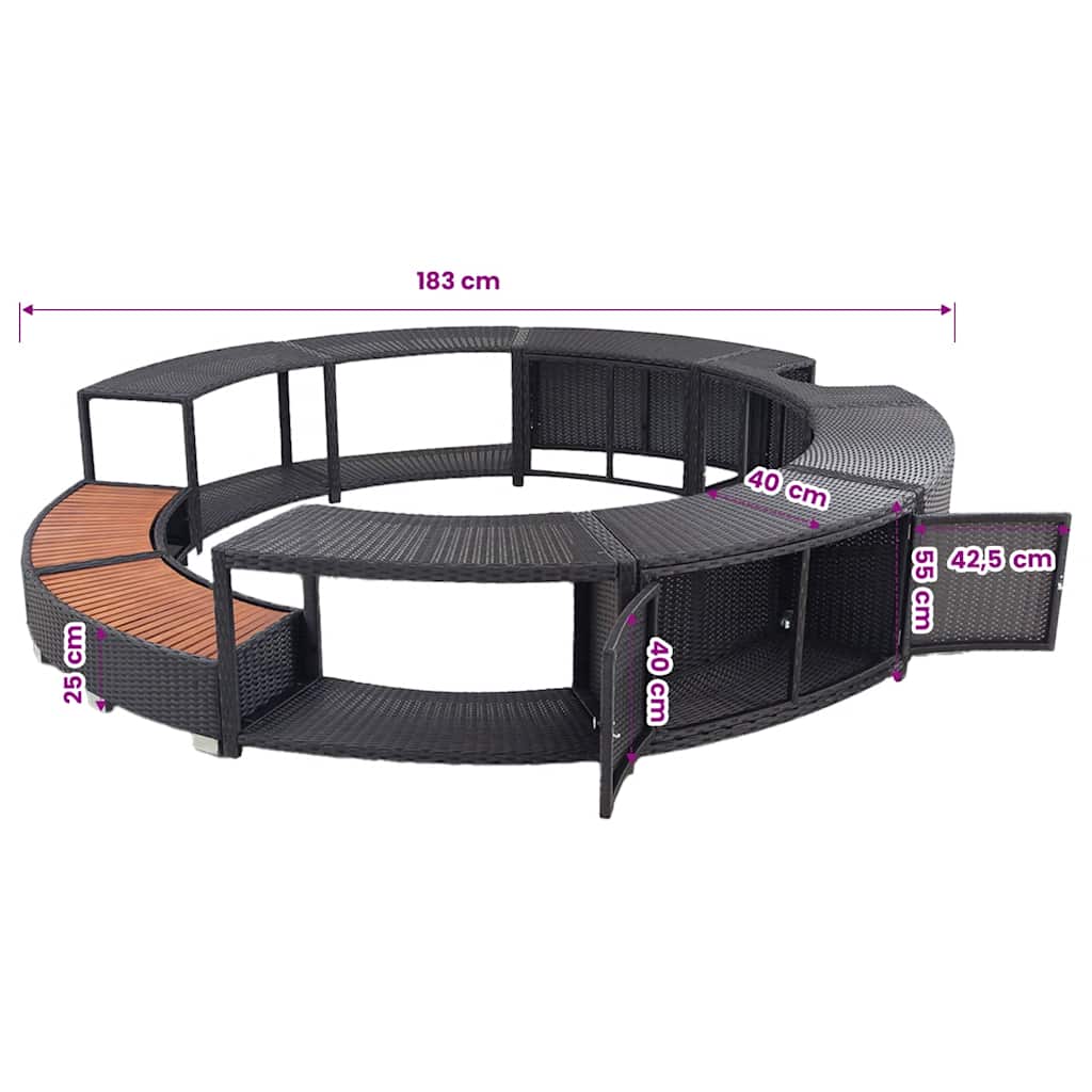 Hot Tub Surround Black Poly Rattan